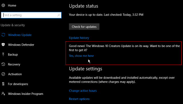 Windows 10 δημιουργών Ενημέρωση Insider Build 15058 για υπολογιστή διαθέσιμο τώρα