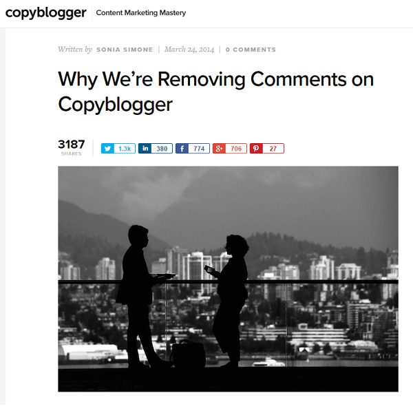 Το copyblogger κατάργησε σχόλια