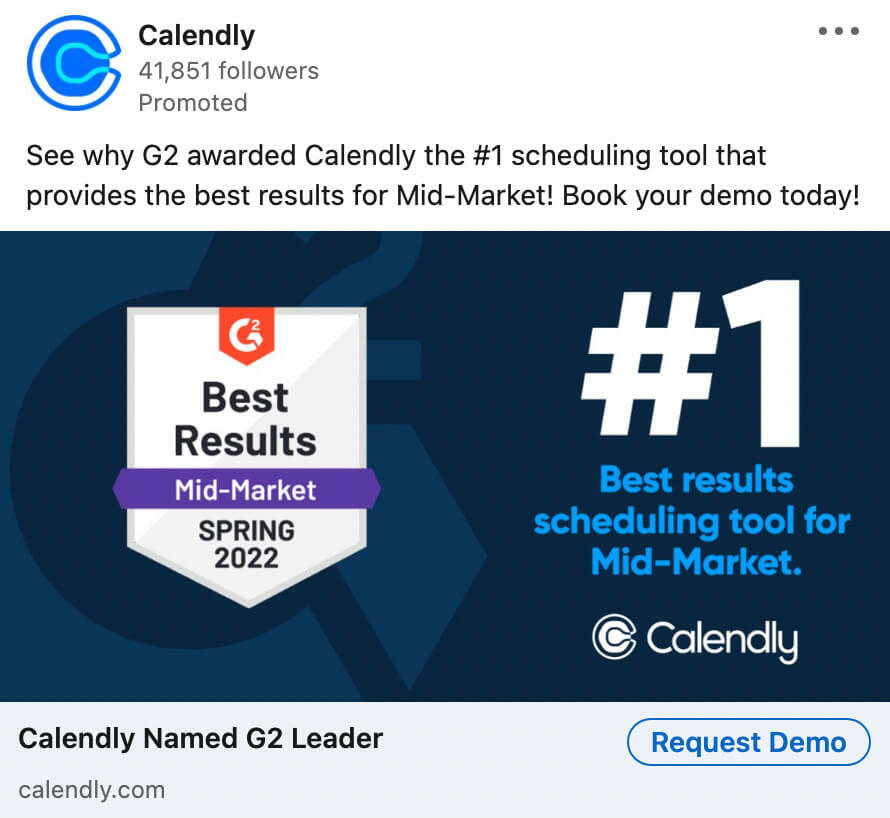 type-of-social-proof-to-feature-in-ads-awards-certifications-calendly-example-3