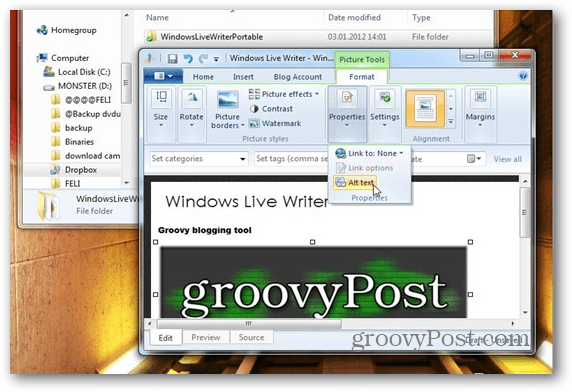 Τρόπος εκτέλεσης του Windows Live Writer από το Dropbox