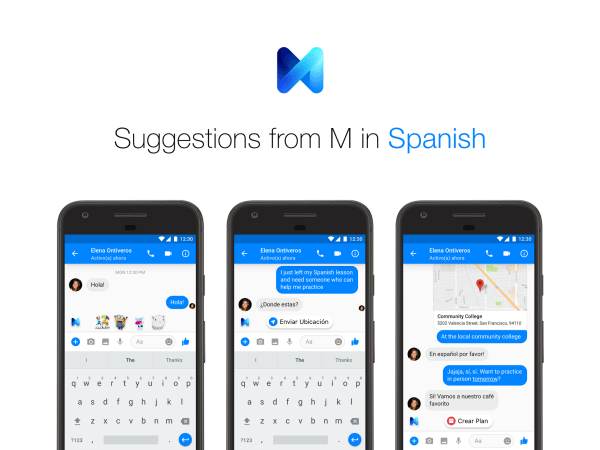 Οι χρήστες του Facebook Messenger μπορούν πλέον να λαμβάνουν προτάσεις από το M στα Αγγλικά και στα Ισπανικά.