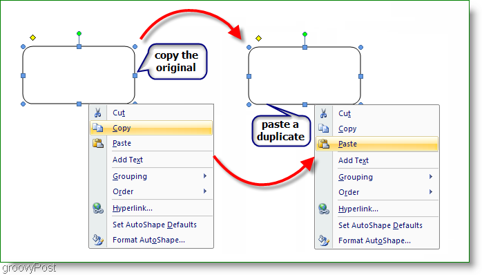 Microsoft Word 2007 Αντιγράψτε το πρωτότυπο, επικολλήστε ένα αντίγραφο