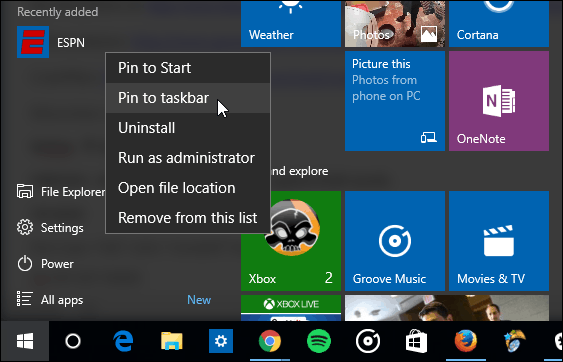 Μενού "Έναρξη" των Windows 10