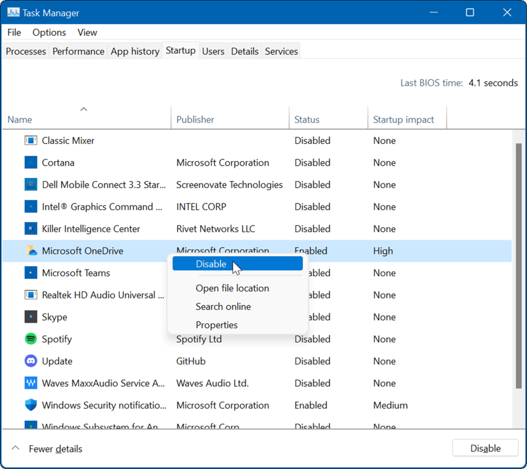 απενεργοποιήστε τις εφαρμογές εκκίνησης των Windows 11