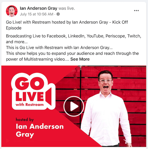 Δημοσίευση επανάληψης βίντεο στο Facebook για τον Ian Anderson Gray