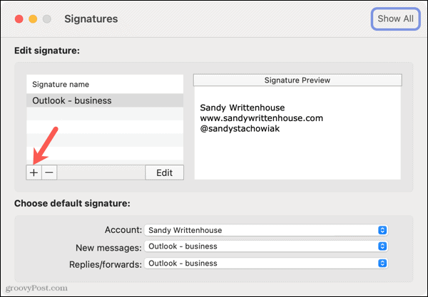 Προσθέστε μια νέα υπογραφή στο Outlook σε Mac