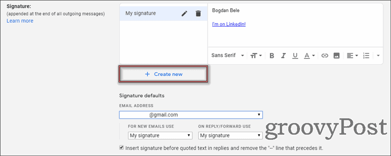 Νέες ρυθμίσεις Gmail πολλαπλών υπογραφών