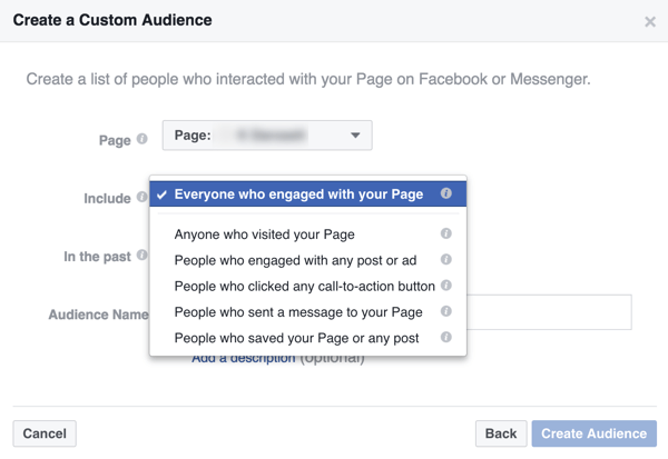 Δημιουργήστε ένα προσαρμοσμένο κοινό ατόμων που έχουν αλληλεπιδράσει με την επιχείρησή σας στο Facebook.