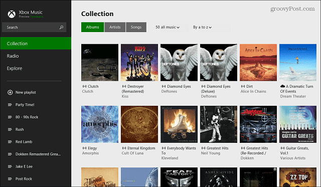 Συλλογή λευκωμάτων εφαρμογών του Xbox Music
