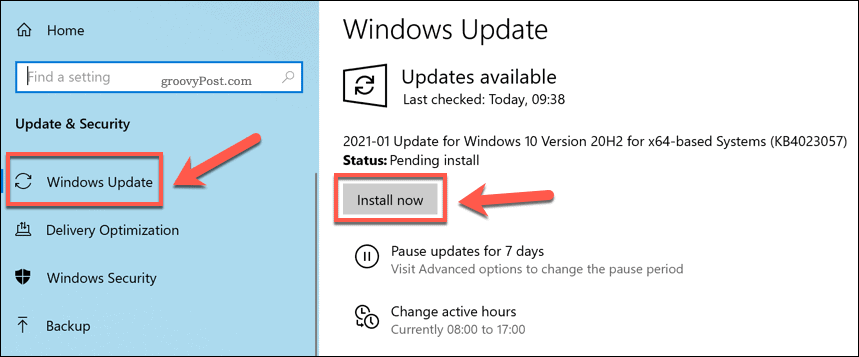 Εγκατάσταση νέων ενημερώσεων των Windows