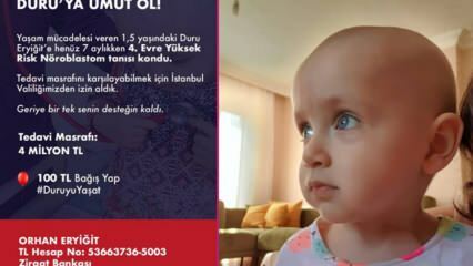 «Ελπίδα Ντούρου!» Η εκστρατεία βοήθειας που εγκρίθηκε από τη διοίκηση ξεκίνησε για τον καρκίνο ασθενή Duru Eryiğit