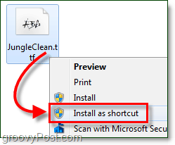 να εγκαταστήσετε μια γραμματοσειρά των Windows 7 ως συντόμευση