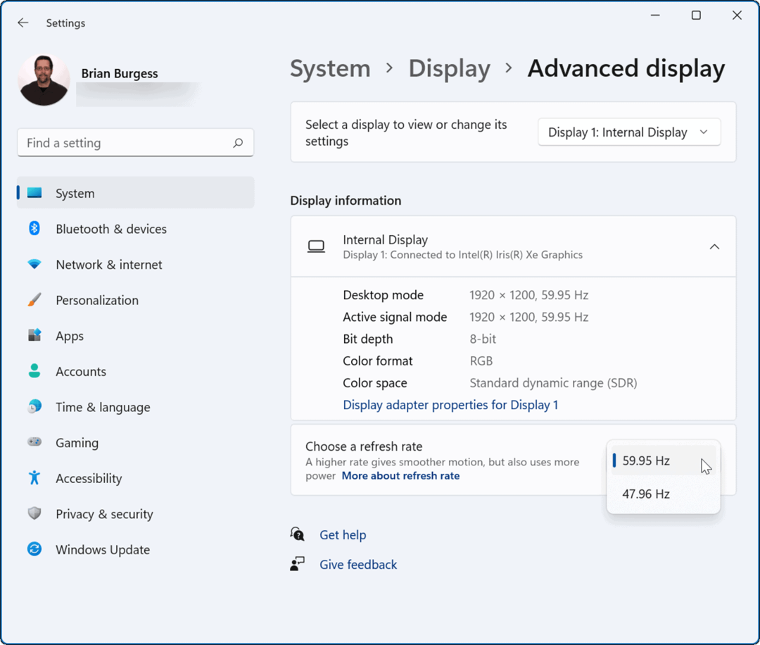Πώς να αλλάξετε τον ρυθμό ανανέωσης στα Windows 11