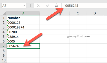 Προσθέτοντας μια κορυφαία απόστροφο στο Excel