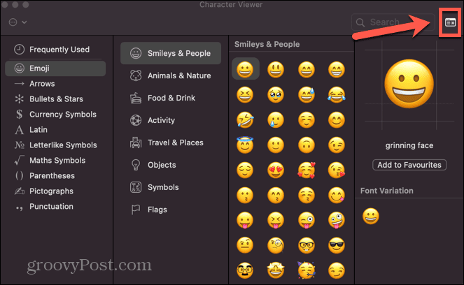 εικονίδιο προβολής emoji mac