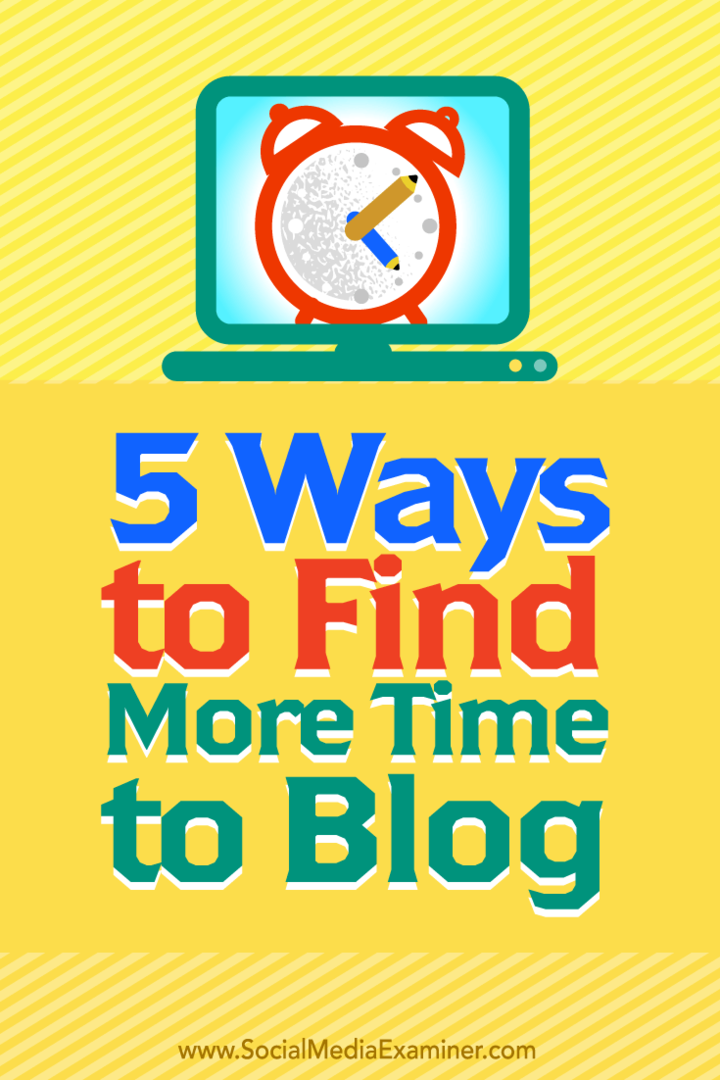 Συμβουλές για πέντε τρόπους για να βρείτε περισσότερο χρόνο στο blog.