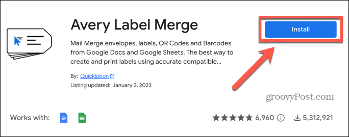 google sheets εγκατάσταση avery label merge