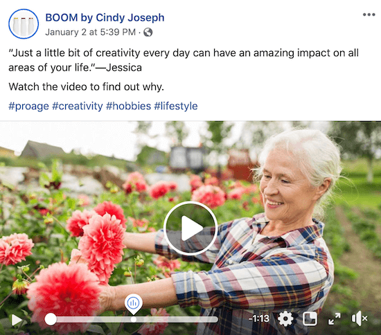 Δημοσίευση βίντεο στο Facebook για το BOOM! από την Cindy Joseph