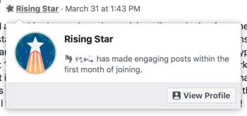 Τρόπος χρήσης των δυνατοτήτων του Facebook Groups, παράδειγμα του σήματος Rising Star group