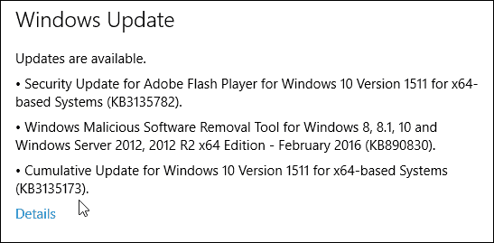 Windows 10 αθροιστική ενημερωμένη έκδοση KB3135173 Build 10586.104 Διαθέσιμο τώρα