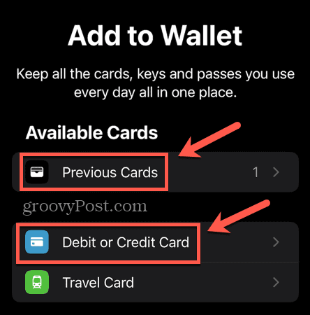 apple pay προσθέστε προηγούμενη κάρτα ή νέα χρεωστική ή πιστωτική κάρτα