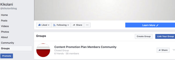 Η συνδεδεμένη ομάδα σας θα εμφανιστεί στην καρτέλα Ομάδες της σελίδας σας στο Facebook.