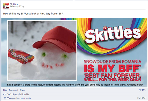 skittles bff δημοσίευση στο Facebook