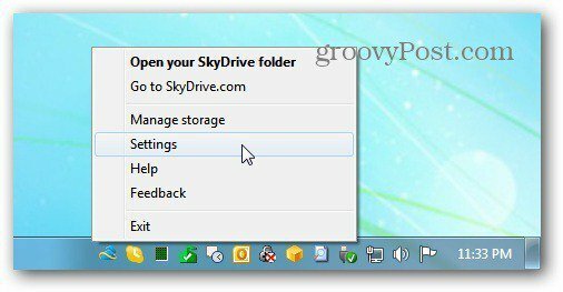 Μενού SkyDrive