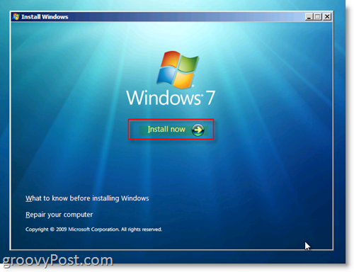Εγκατάσταση του μενού εγκατάστασης των Windows 7