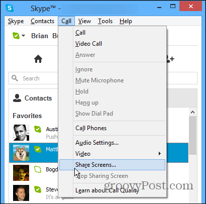 Κοινή χρήση οθονών στο Skype
