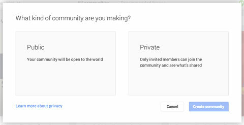καθορίζοντας ποιος μπορεί να συμμετάσχει στην κοινότητά σας στο google plus