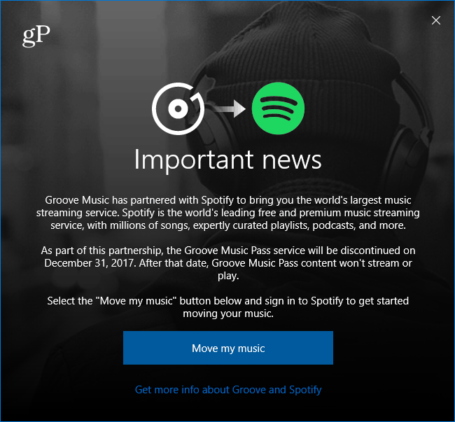 Η Microsoft Groove Music μετακινείται στο μήνυμα Spotify