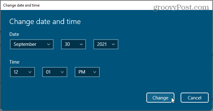 Αλλαγή διαλόγου ημερομηνίας και ώρας στα Windows 11