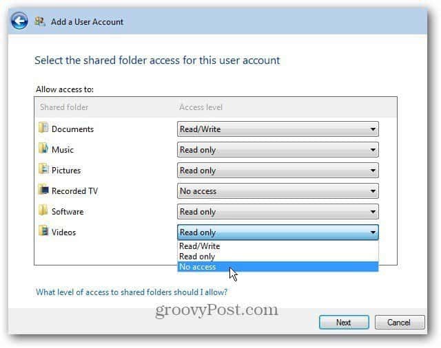 Προσθήκη ή κατάργηση λογαριασμού χρήστη στο Windows Home Server 2011