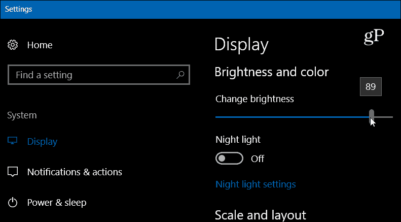 Ρυθμίσεις Windows 10 Εμφάνιση φωτεινότητας
