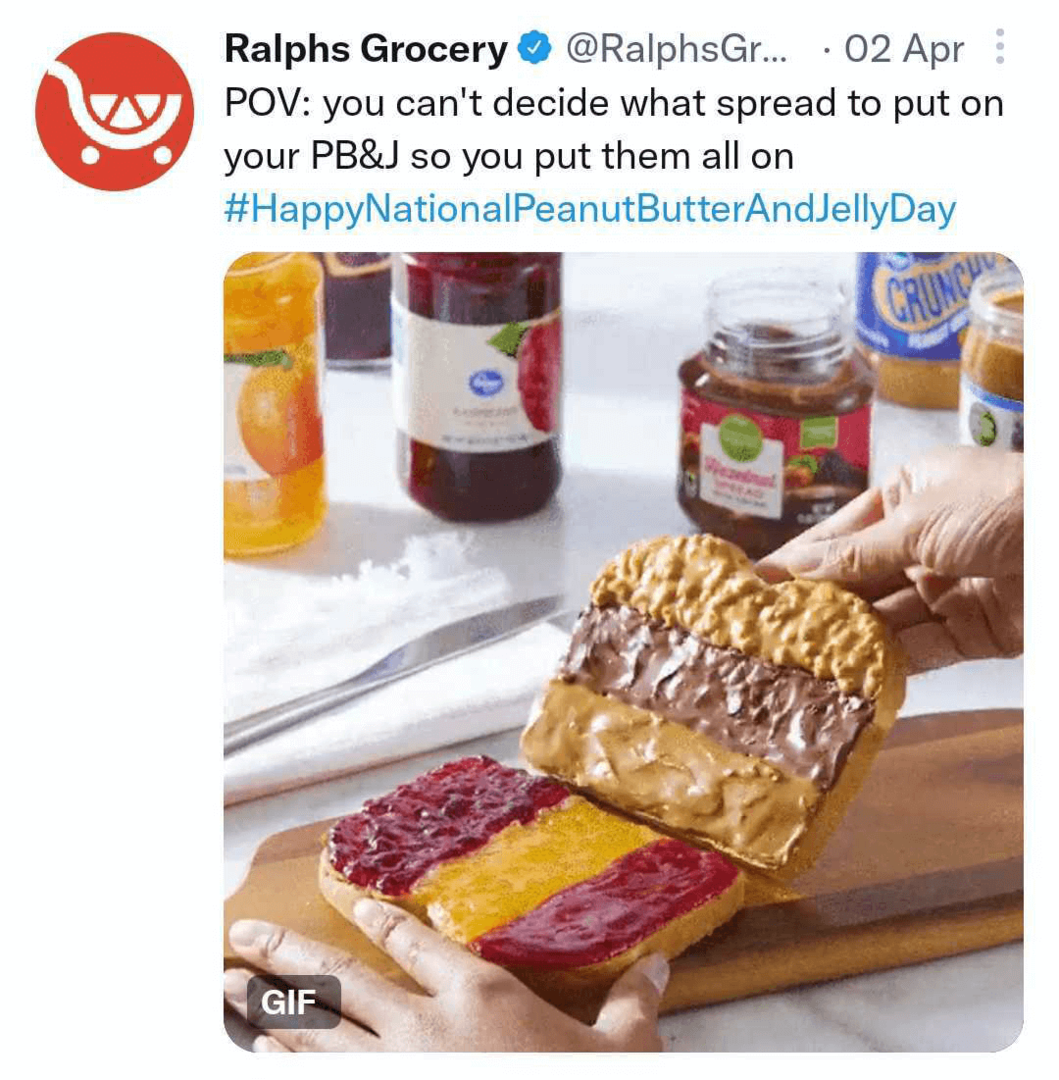 εικόνα του tweet του Ralphs Grocery με GIF