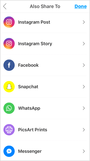 Εφαρμογές για κινητά όπως το PicsArt σάς επιτρέπουν να μοιράζεστε τη φωτογραφία σας σε Instagram, Facebook και άλλες πλατφόρμες.