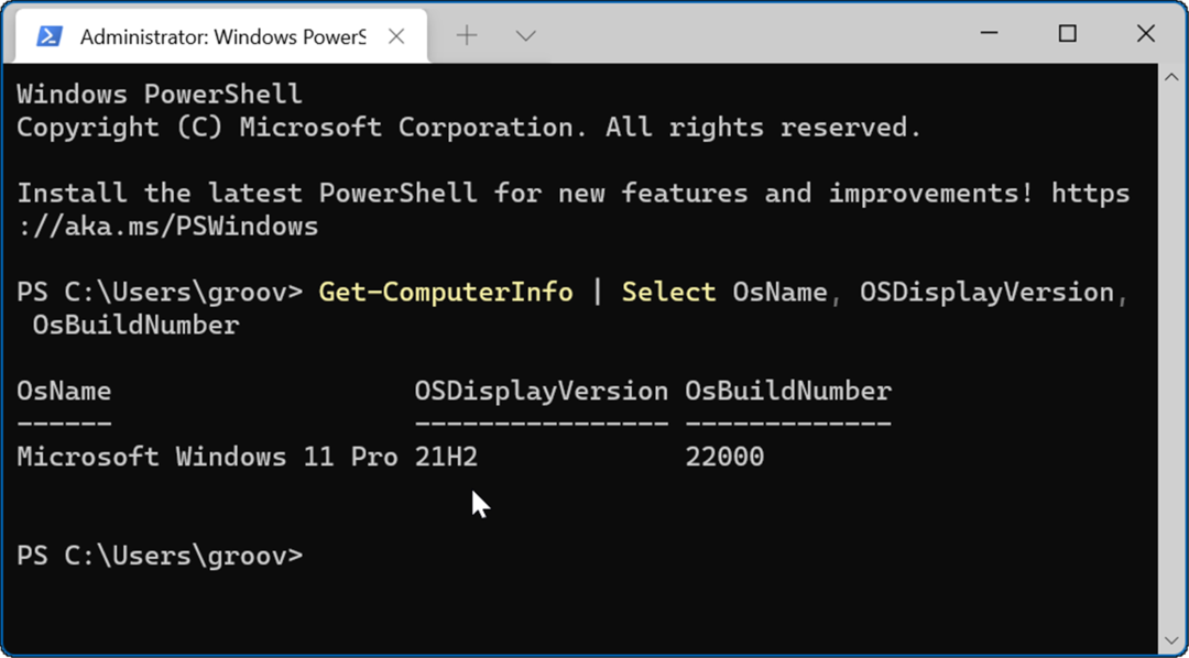 PowerShell Command Έκδοση Windows 11