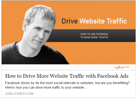 Ο Jon Loomer δημοσιεύει διαφημίσεις στο Facebook αφού μοιράζεται αναρτήσεις οργανικά για να οδηγήσει τους περισσότερους επισκέπτες στον ιστότοπό του.