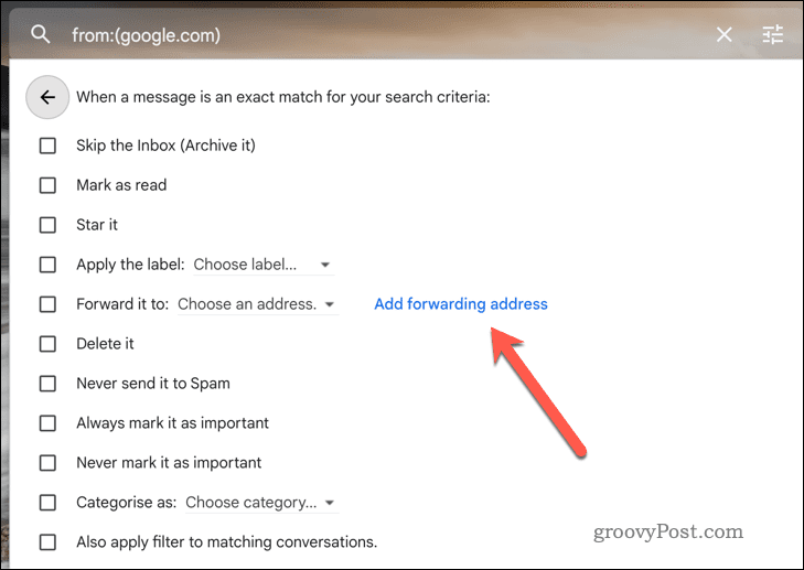 Προσθήκη διεύθυνσης προώθησης στο Gmail