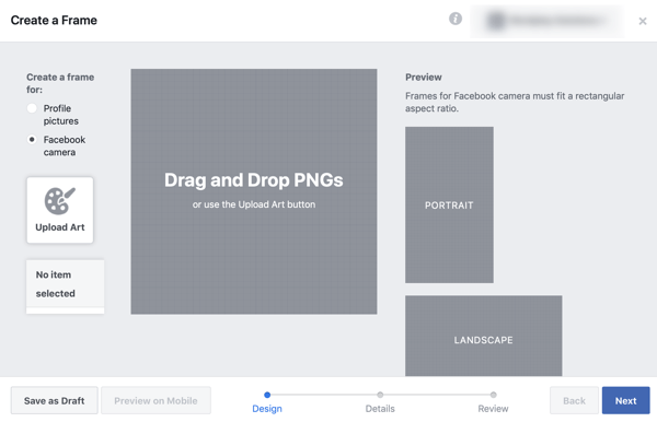 Πώς να προωθήσετε τη ζωντανή σας εκδήλωση στο Facebook, βήμα 2, να δημιουργήσετε το πλαίσιο σας στο Facebook frame studio