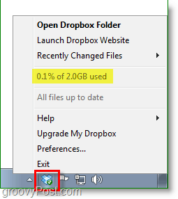 Dropbox στιγμιότυπο οθόνης - το dropbox εικονίδιο δίσκου συστήματος βράχια