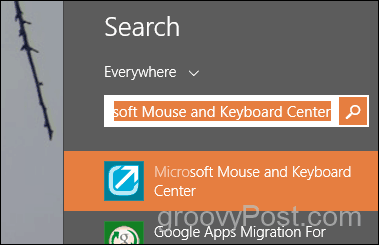 αναζητήστε και ξεκινήστε το κέντρο του ποντικιού και του πληκτρολογίου της Microsoft