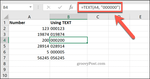 Χρησιμοποιώντας το TEXT στο Excel για να προσθέσετε μηδενικά