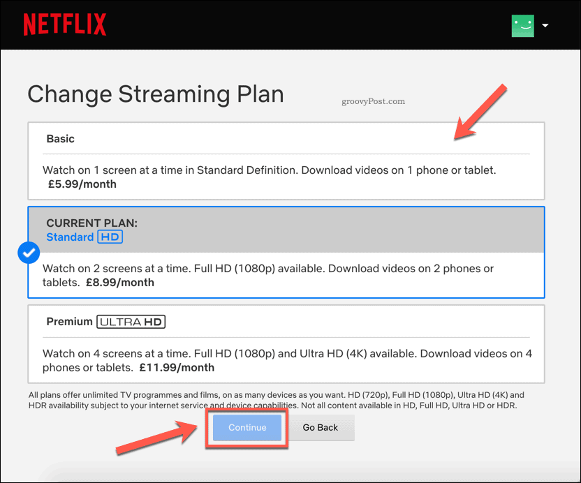 Αλλαγή προγραμμάτων συνδρομής Netflix