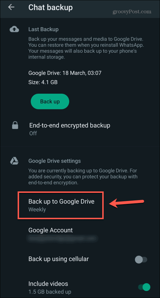 backup whatsapp στο google drive