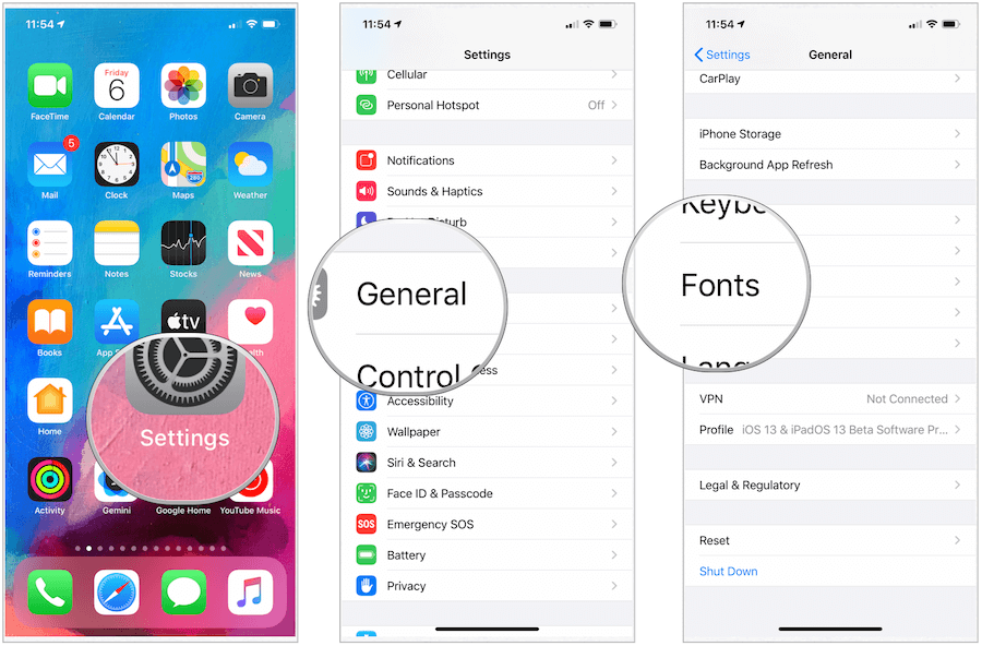 iOS 13 γραμματοσειρές