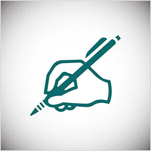 Αυτή είναι μια απεικόνιση γραμμής κιρκιριών ενός χεριού που γράφει με ένα μολύβι. Ο Seth Godin ασκεί καθημερινή γραφή στο blog του.