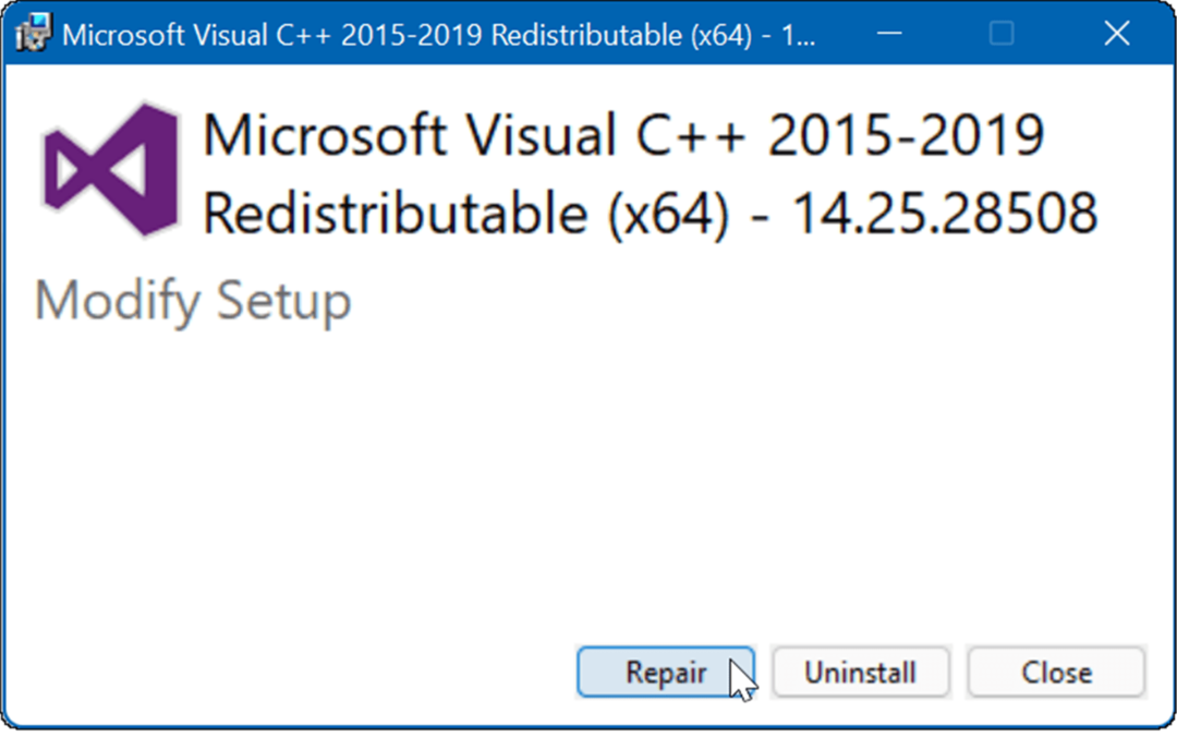 επισκευή Microsoft Visual C Redistributable