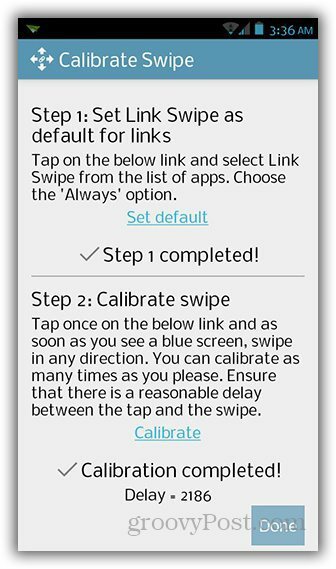 Android App LinkSwipe Λιγότερο από Ανοίξτε τους συνδέσμους